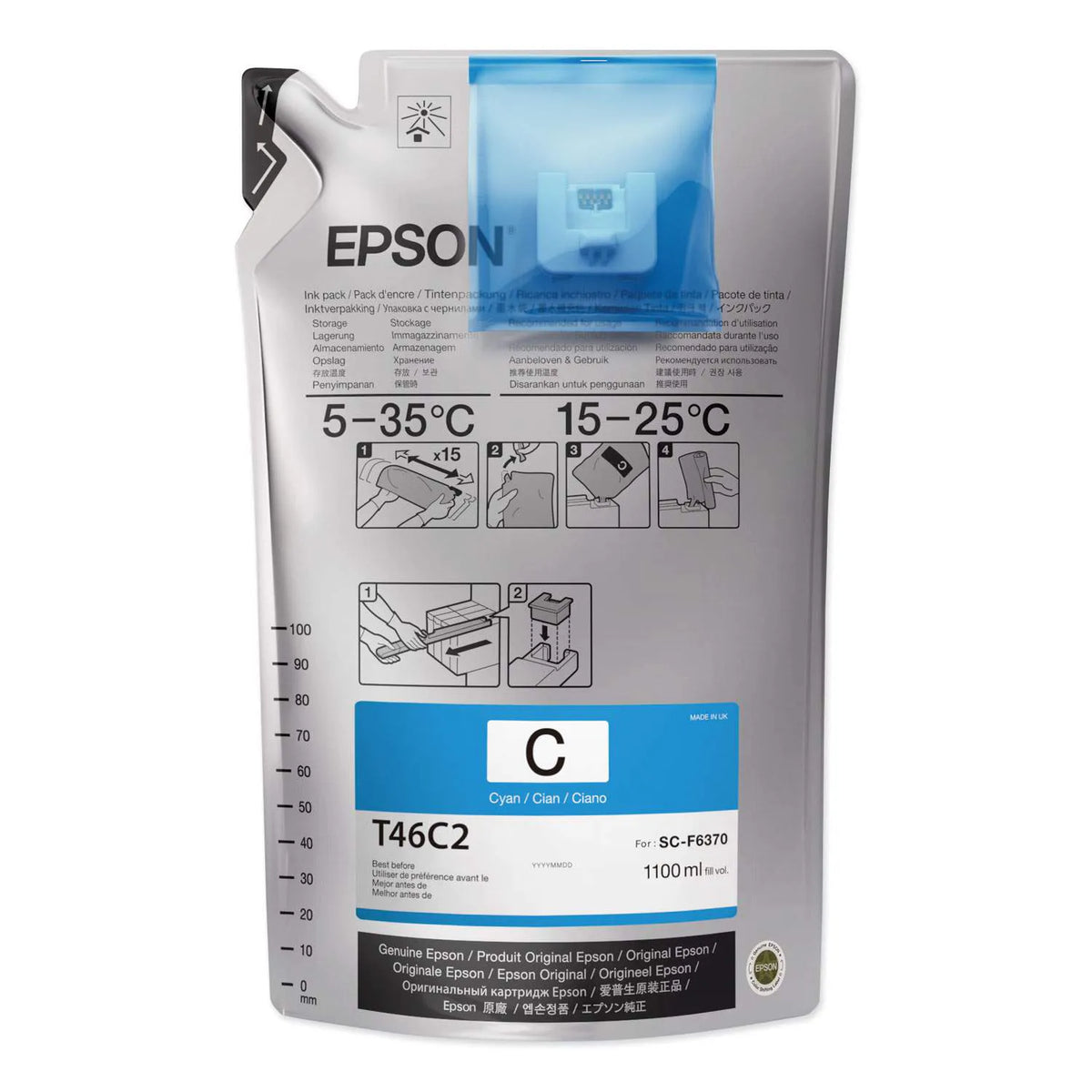 Tinta Epson F6370 T46C220 Cyan Ultrachrome
